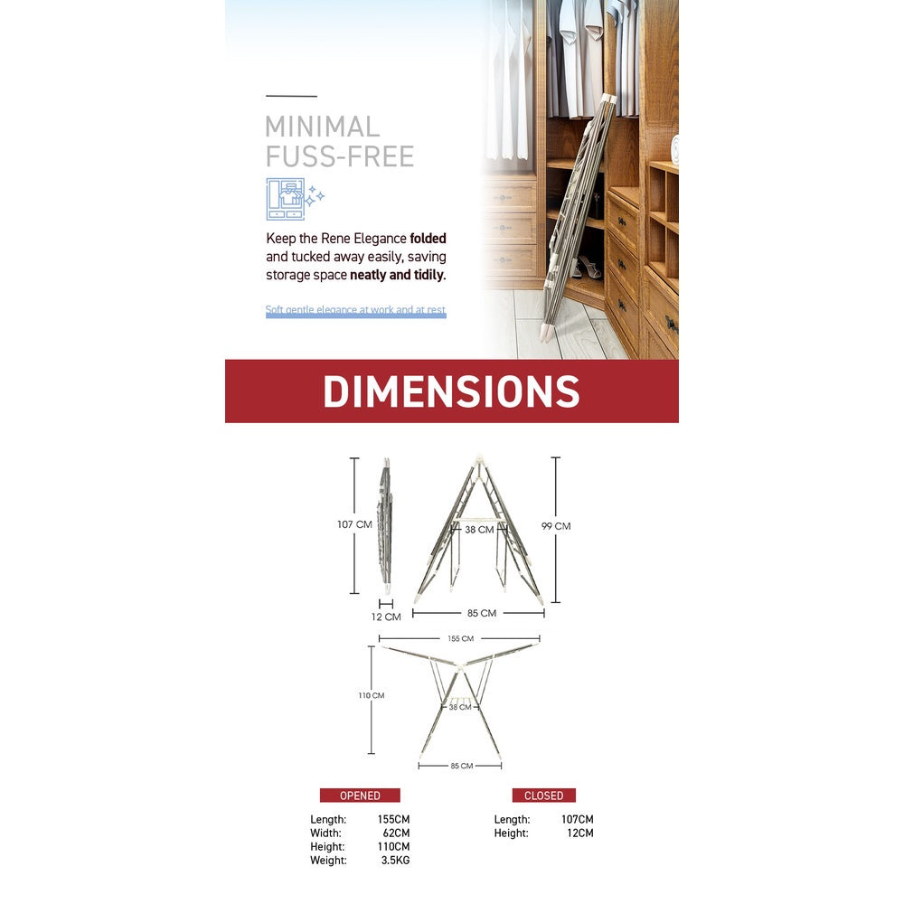Rene High Quality Elegance Stable & Solid Stainless Steel Clothes Dryer