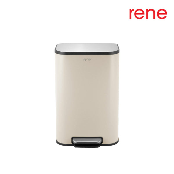 Rene Nuvo Pedal Bin Soft Close Trash Can | Fashion Rectangle Dustbin | Fingerprint-Proof Metal Lid | 12L / 18L / 30L