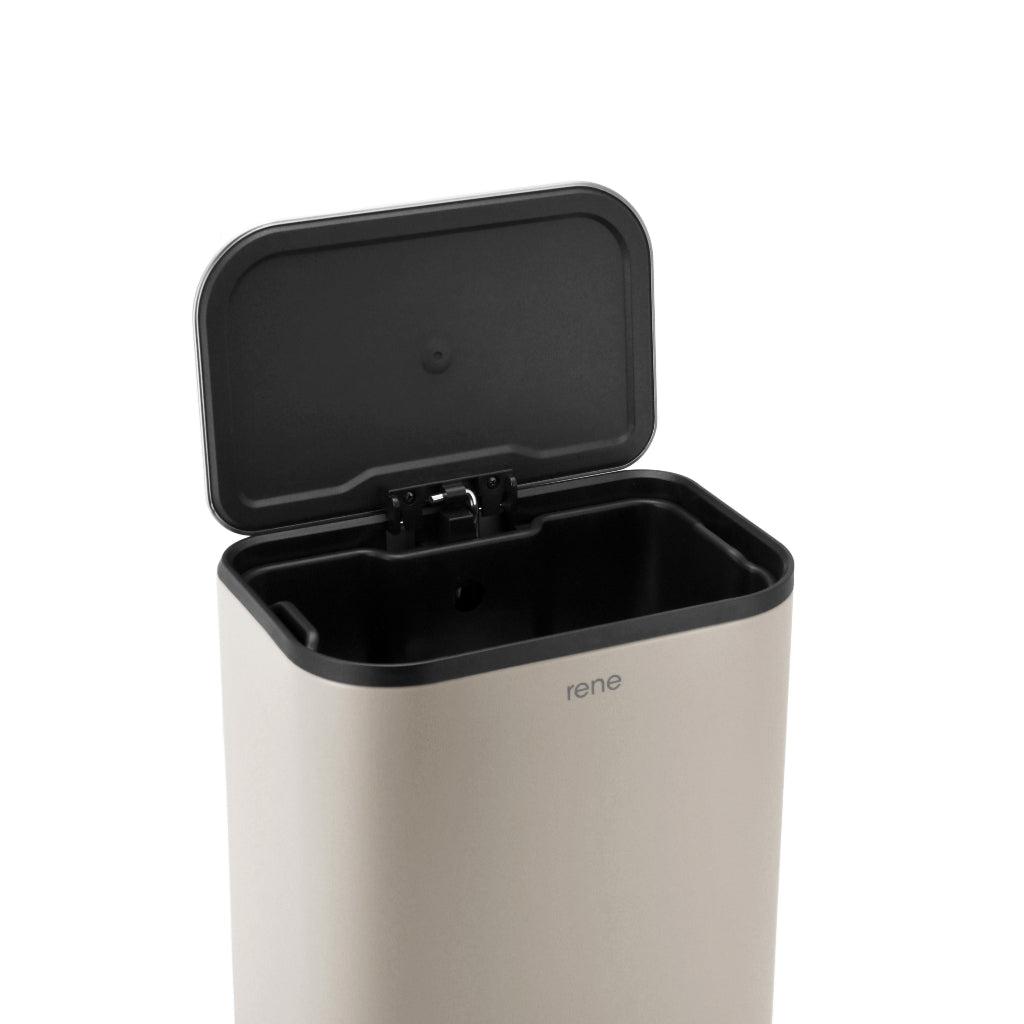 Rene Nuvo Pedal Bin Soft Close Trash Can | Fashion Rectangle Dustbin | Fingerprint-Proof Metal Lid | 12L / 18L / 30L