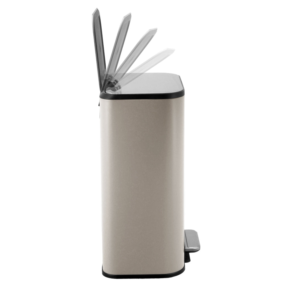 Rene Nuvo Pedal Bin Soft Close Trash Can | Fashion Rectangle Dustbin | Fingerprint-Proof Metal Lid | 12L / 18L / 30L